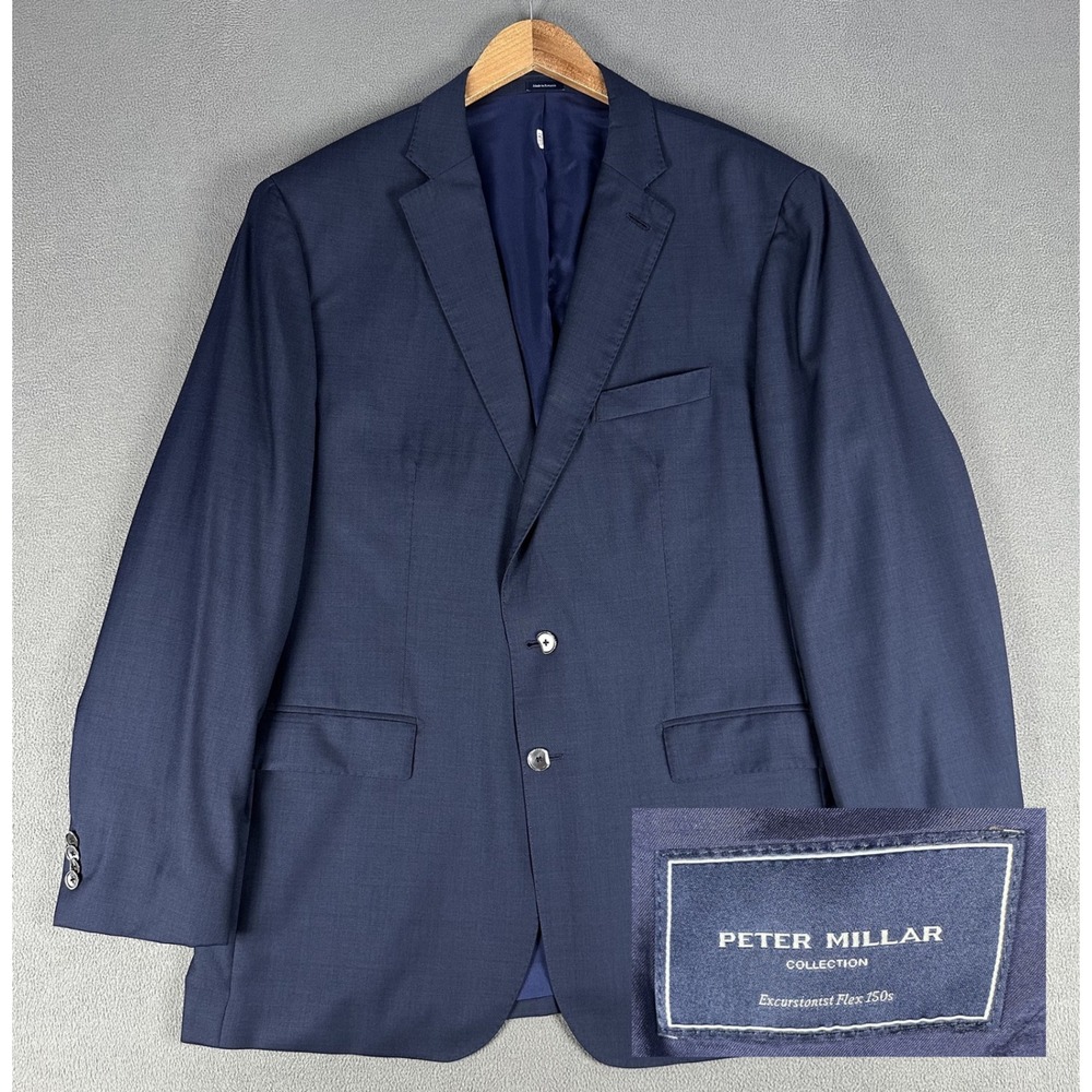 Peter Millar Blazer Jacket 48 Long Blue Excursionist Flex 150s Wool Quiet Luxury